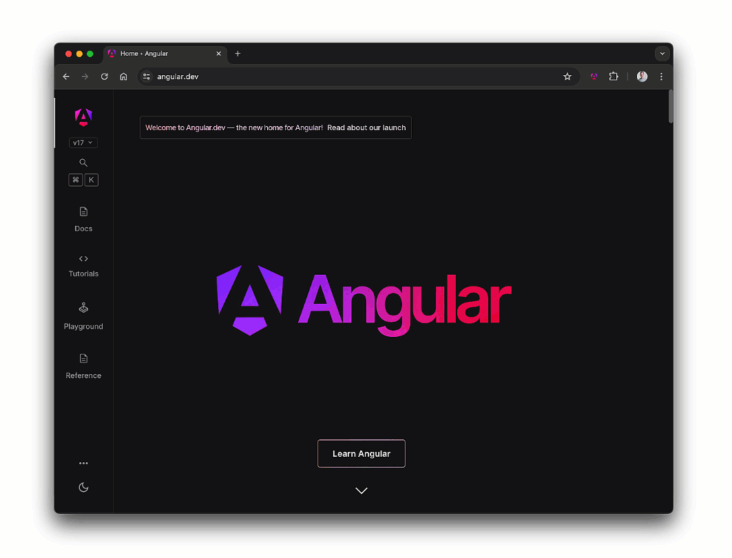 Screenshot von angular.dev